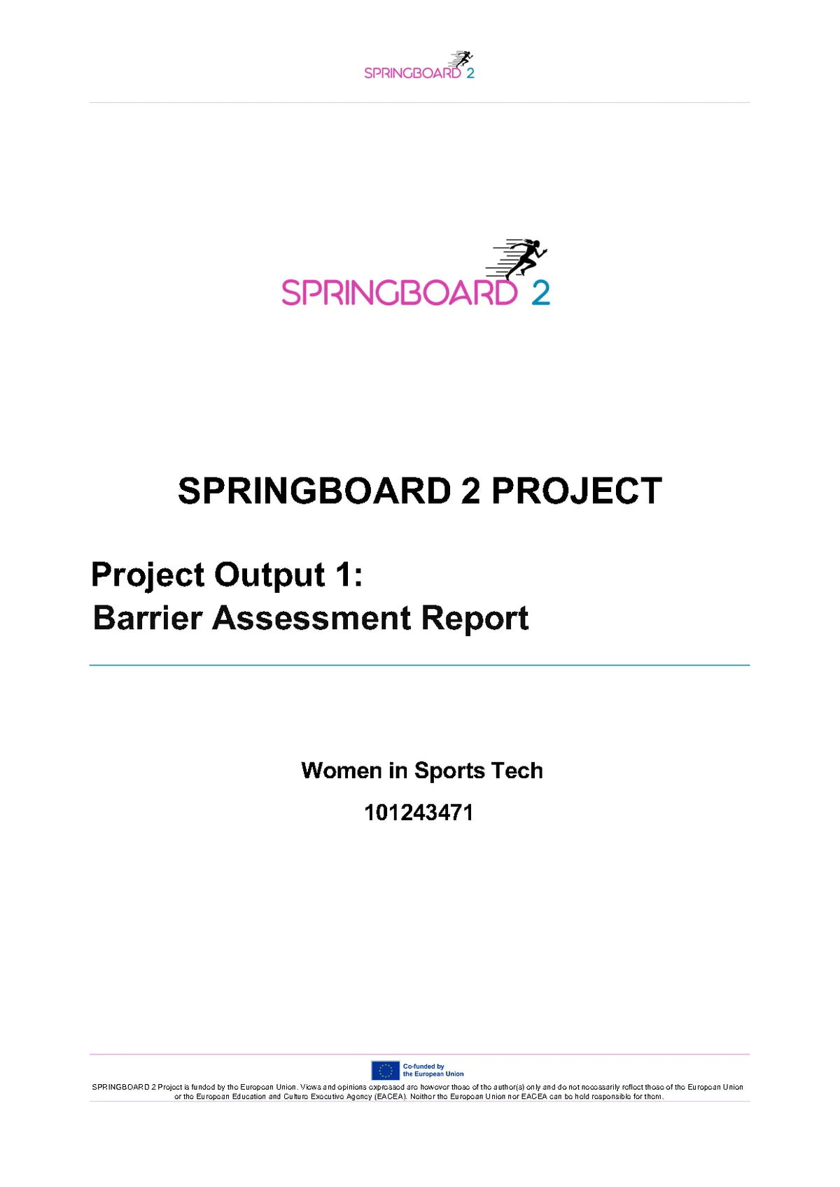 Cover of the Springboard 2 Barrier Assessment Report.